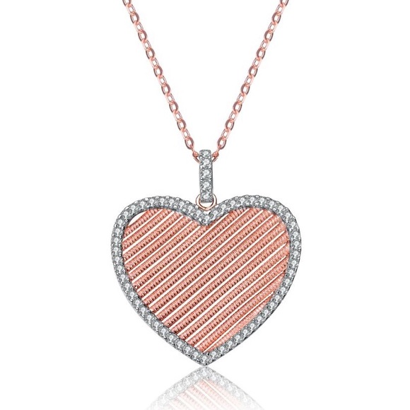 Genevieve Jewelry Rose Gold Heart Necklace - Picture 1 of 4